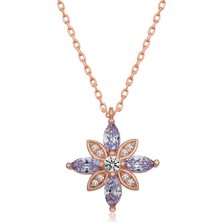 Inure Jewelry Gümüş Lila Taşlı Umut Çiçeği Kolye