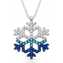 Inure Jewelry Gümüş Mavi Taşlı Kar Tanesi Kadın Kolye