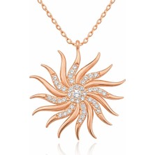 Inure Jewelry Gümüş Rose Rüzgar Gülü Bayan Kolye