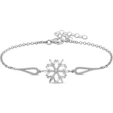 Inure Jewelry ​Gümüş Baget Taşlı Kar Tanesi Bileklik