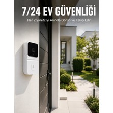 Beyaz Akıllı Kapı Zili Bağlantılı Kameralı Ev Güvenlik Sistemi