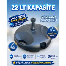 Helvacıoğlu 22 LT Siyah Yuvarlak plaj Şemsiye Bidonu Ortadan Direkli Kullanım İçin Pratik