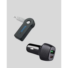 Uravas Store Aux Bluetooth Adaptör ve 38W Hızlı Araç Şarj Cihazı Seti