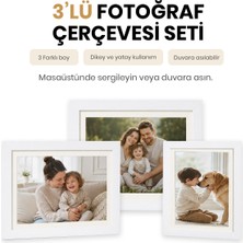 Vusign Vusıgn  Mdf Beyaz  Masaüstü ve Duvar Askılı Fotoğraf Çerçevesi  3'lü Set