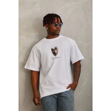 Velmora Fashion Erkek Baskılı T-Shirt Kısa Kol Bisiklet Yaka Regular Fit Rahat Kalıp Günlük Tişört - Beyaz