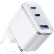Anker Nano Usb-C Şarj Cihazı, 3 Bağlantı Noktalı Type-C Şarj Cihazı, 70W, Kompakt ve Şık Tasarım, Beyaz - A121A (Kablo dahil değildir)