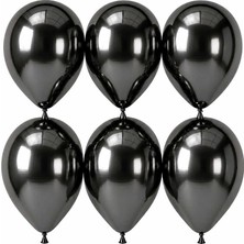 BeySüS Koyu Gümüş Renk Lateks krom Balon (30 cm) - 6 Adet