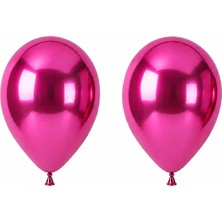 BeySüS Fuşya Renk Lateks krom Balon (45 cm) - 2 Adet