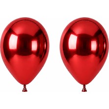 BeySüS Kırmızı Renk Lateks krom Balon (45 cm) - 2 Adet