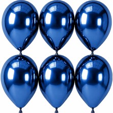 BeySüS Mavi Renk Lateks krom Balon (30 cm) - 6 Adet