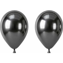 BeySüS Koyu Gümüş Renk Lateks krom Balon (45 cm) - 2 Adet
