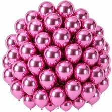 BeySüS Pembe Renk Lateks krom Balon (30 cm) - 50 Adet