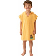 Organickid Towel Çocuk Turuncu Kapşonlu Panço Plaj Havlu