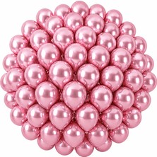 BeySüS Açık Pembe Renk Lateks krom Balon (30 cm) - 50 Adet