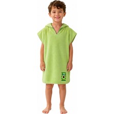 Organickid Towel Çocuk Yeşil Kapşonlu Panço Plaj Havlu