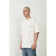 Tarz Yeri Erkek Baskılı T-Shirt Kısa Kol Bisiklet Yaka Rahat Kalıp Tişört - Beyaz