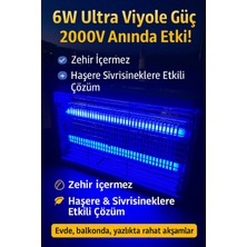 Byanes Elektrikli Ultraviyole 2 Mor LED Işıklı Metal Askı Aparatlı 6W 2000V Uv Sinek Haşere Öldürücü Tuzak