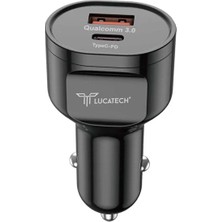 BlueCase Lucatech LC-149 45W Pd + Qc 3.0 Çift Çıkışlı (Type-C ve Usb) Hızlı Araç Şarj Cihazı Siyah