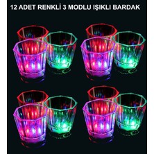 Uravas Store LED Işıklı Eğlence Bardakları - 3 Modlu Renk Değiştiren Bardak 12 Adet