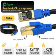 Nusrat Bilişim Feny FN-CAT7LS05 10GBPS Internet 60MHZ 5 Metre Cat7 Gold Patch Kablo (Yanmaz- Yüzde 100 Saf Bakır)