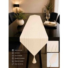 Burku Runner Leke Tutmaz Dertsiz Krem Kumaş Dekoratif Çeyiz 35X140