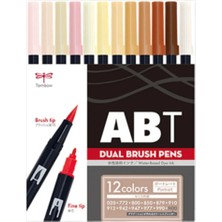 Tombow : Ab-T : Dual Brush Pen Grafik Kalemi Seti : 12 Renk (Portre Renkler)