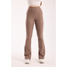 Hdm Kadın Yüksek Bel Toparlayıcı Fitilli Cappuccino Ispanyol Paça Tayt - H5948