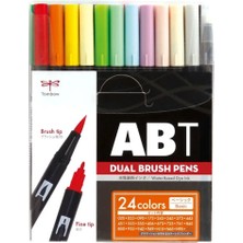 Tombow : Ab-T : Dual Brush Pen Grafik Kalemi Seti : 24 Renk (Temel Renkler)