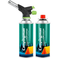Orcamp Çakmaklı Turbo Kamp Pürmüzü + 2 Adet 220 gr Gaz Kartuşu Seti