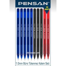 Pensan Büro Tükenmez Kalem 3 Renk 10 ADET Karışık Set
