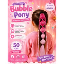 Rhea & Co. Balon Pony Pembe Ombre Çiçek Boncuklu Örgülü Kız Çocuk Saç Tokası – 50 cm (1 Adet)