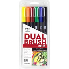 Tombow : Ab-T : Dual Brush Pen Grafik Kalemi Seti : 6 Renk (Ana Renkler)
