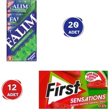 Falım Nane Aromalı Sakız (7gr x 100 Paket) - First Sensations Karpuz 12’li Paket (27GR x 12 Adet) Avantajlı Falım-First Paketi