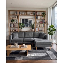 Velura Home & Living Armin Akıllı Köşe Koltuk Takımı & Modern Modüler Yataklı Köşe Takımı - Kadife - Koyu Gri