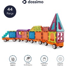 Dossimo Tren Vagonu Figürlü - Çocuklar Için Renkli 3 Boyutlu Mıknatıslı 44 Parça Manyetik Oyun Seti