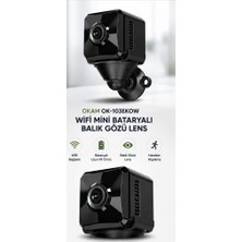 Okam OK-103 Ekow Wifi Mini Bataryalı Balık Gözü Lens Kamera Minik Boyut, Maksimum Güvenlik!