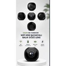 Okam OK-104 Ekow Wifi Mini Bataryalı Balık Gözü Lens Kamera Küçük Boyut, Maksimum Güvenlik!
