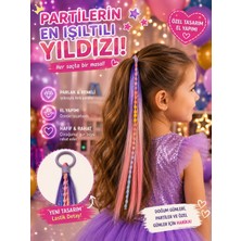 Rhea & Co. Lacivert-Pembe Işıltılı Çocuk Saç Tokası -Parti & Doğum Günü Saç Aksesuarı (40 Cm.)