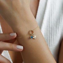 Gözlü Yonca Charm Bileklik