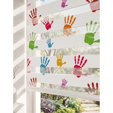 Adhome Renkli El Izleri Dijital Baskılı Çocuk Odası Zebra Perde | Ölçü: 30 x 30
