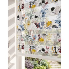 Adhome Sarı ve Mor Kır Çiçekleri Dijital Baskılı Lüks Vintage Botanik Zebra Perde | Ölçü: 30 x 30