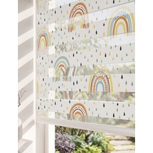 Adhome Suluboya Pastel Gökkuşağı Dijital Baskılı Bebek Odası Zebra Perde | Ölçü: 30 x 30