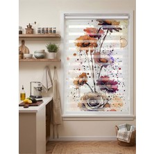 Adhome Suluboya Kır Çiçekleri Desenli Modern Botanik Dijital Baskılı Zebra Perde | Ölçü: 30 x 30