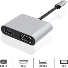 Dexim DHU0004 Premium 4 In 1 Usb-Typ-C HDMI VGA Hub For iPad Pro, Macbook, Pc, Laptop (Kdo)