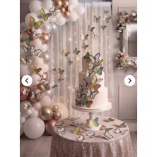 Çavuş E-Ticaret 63 Adet Kelebek Dekoratifli Pasta,balon,parti,doğum Günü Süsü Varaklı Rengarenk Set