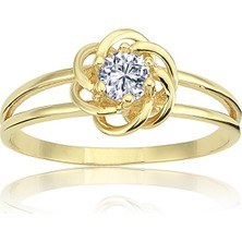 Fasek Gold Gümüş Yüzük - Taşlı Çiçek 925 Ayar Gümüş Eklem Yüzüğü-Tasarım 925 Ayar Gümüş Hediye Yüzük