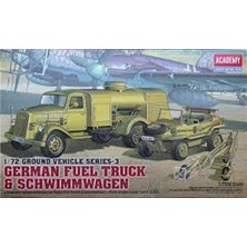 Academy 13401 1/72 Ölçek, Alman Yakıt Tankeri ve Schwimwagen, Plastik Askeri Araç Demonte Maket Seti
