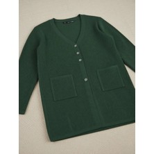 Fresh Moda Kadın Araboy Triko Hırka Esnek Likralı Akrilik Kumaşla Günlük Kullanıma Uygun Cepli