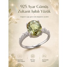 Yudi Atelier 925 Ayar Gümüş Zultanit Işıltılı Yüzük | Sevgiliye Anneye Hediye | Renk Değiştiren Sultan Taşı | Ayarlanabilir Yüzük