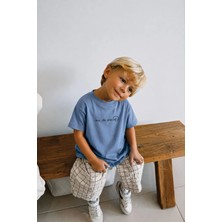 Cigit Slogan Baskılı T-Shirt 2-10 Yaş Indigo